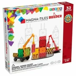 Budget ๐ Magna Tiles Magna-Tiles: Builder Clear Colours 32 Pieces Magnetic Tiles ๐