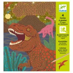 Promo โค๏ธ Djeco - When Dinosaurs Reigned Scratch Cards Scratch Art โญ