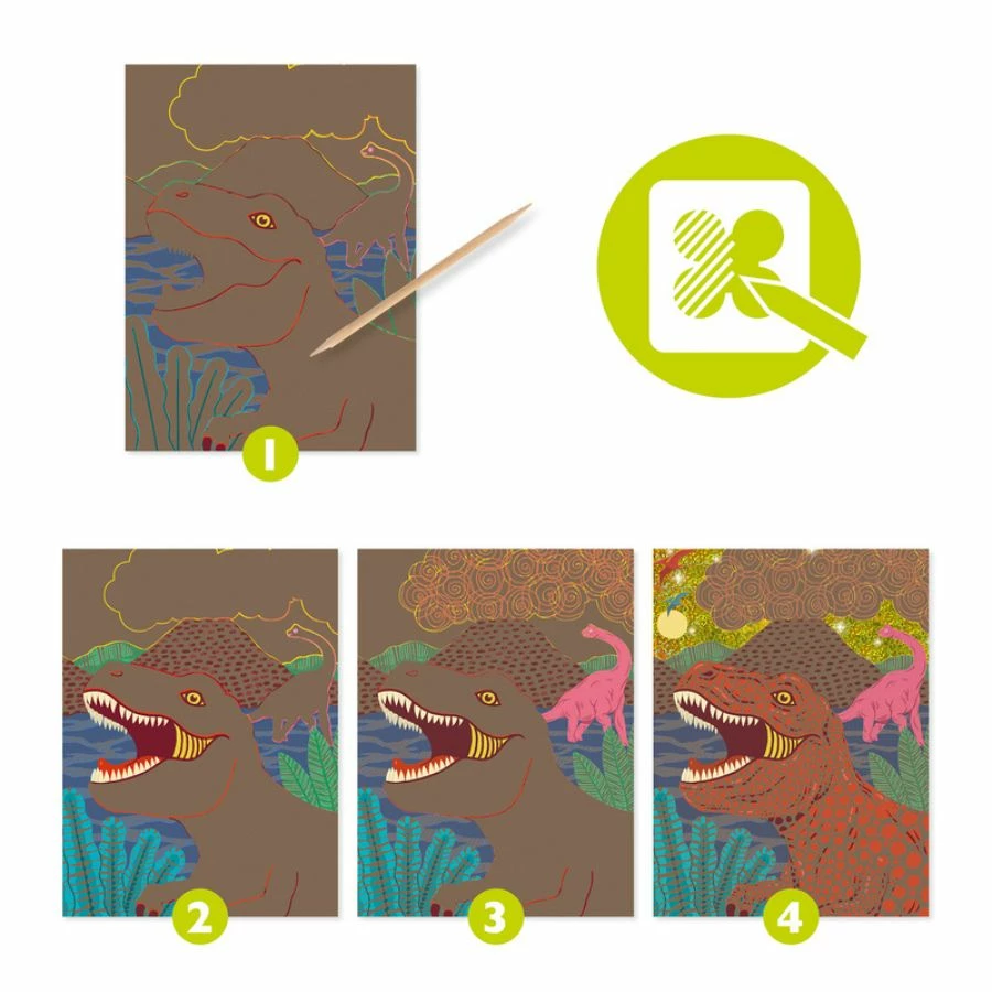 Promo ❤️ Djeco - When Dinosaurs Reigned Scratch Cards Scratch Art ⭐ 4 Promo ❤️ Djeco - When Dinosaurs Reigned Scratch Cards Scratch Art ⭐ - Image 4