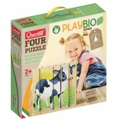 Brand new 🔥 Quercetti - PlayBio Wood: Four Puzzle Farm Animals Wooden Blocks ⭐