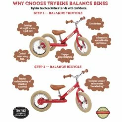 Brand new ⭐ Trybike - Red Vintage With Cream Tyres And Chrome (3 Wheel) 🔥 -EeBoo Shop TB6175 Trybike Red Vintage with Cream Tyres and Chrome 11 1024x1024